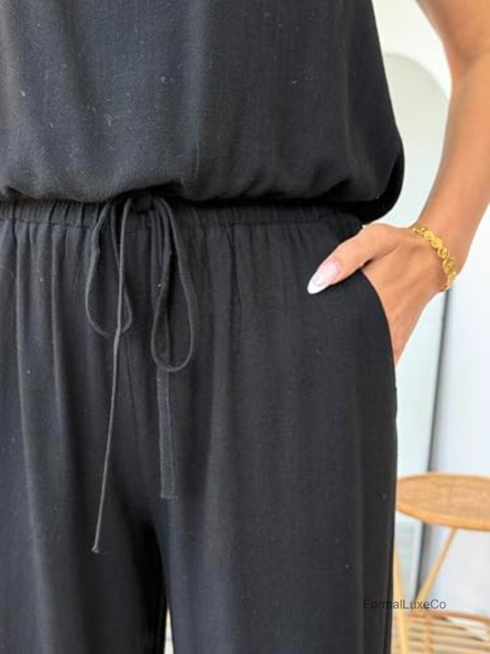 Linen 2 Piece Outfits Sleeveless Tank Top Wide Leg Pants Sets Tracksuit Casual - Picture 3 of 7
